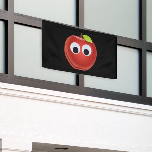 Appel, rood fruit met googly ogen - Gepersonalisee Spandoek (Buitenkant Gebouw)