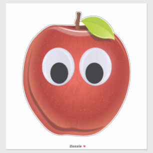 Appel, rood fruit met googly ogen - Gepersonalisee Sticker
