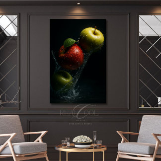Appel spetterend in water – Fruit fotografie kunst Canvas Afdruk