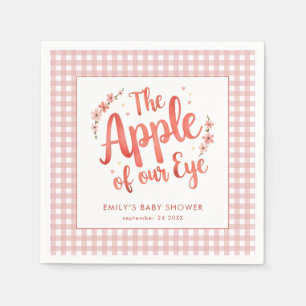 Appel van ons Eye Pink Gingham Baby shower Servet