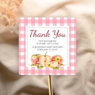 Appel van Ons Oog Gingham Baby Shower Vierkante Sticker