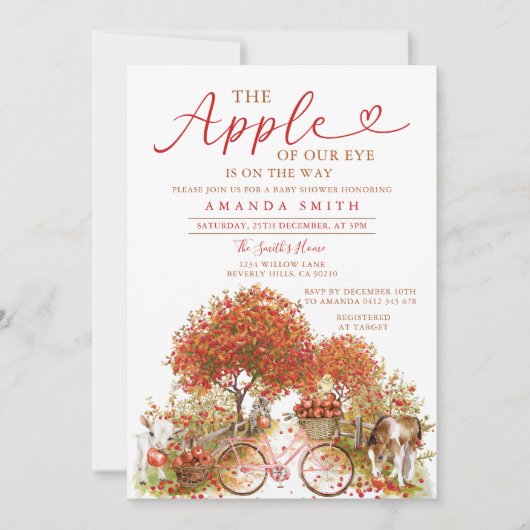 Appel van Onze Oog Baby shower Bow Sinaasappel Gin Kaart (Voorkant)