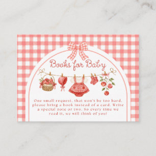 Appel van onze oog baby shower rode gingham informatiekaartje