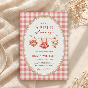 Appel van onze oog klerenlijn geruite baby shower kaart