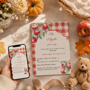 Appel van onze oog rode geruite meisje Baby Shower Kaart