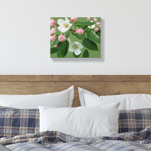 appelbloesem bloesem eenvoudig groen Hygge plezie Canvas Afdruk (Insitu (Slaapkamer))