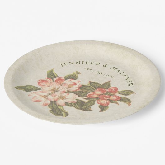 appelbloesem bruiloft papieren bordje (Gekanteld)