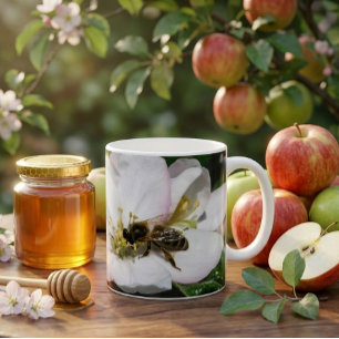 Appelbloesem & Honingbij Macro Foto   Mok