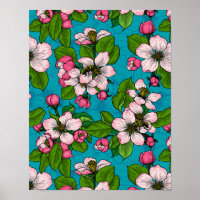 Appelbloesem op turquoise
