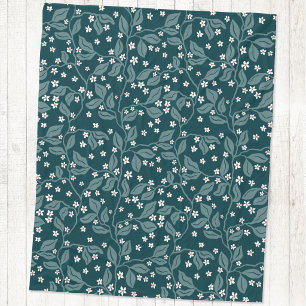 Appelbloesemtakken Botanische Blokprint Groen Fleece Deken