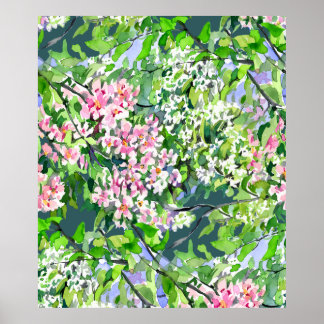 Appelboom Bloesem Aquarel Schilderij – Botanica Poster