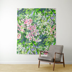 Appelboom Bloesem Watercolor Wandtapijt – Botanica Wandkleed