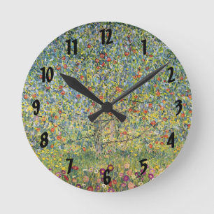 Appelboom door Gustav Klimt, Vintage Art Nouveau Ronde Klok