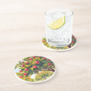 Appelboomgaard Herfst Waterverf Zandsteen Onderzetter