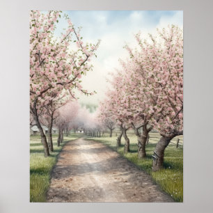Appelboomgaard in Bloom Waterverf Poster