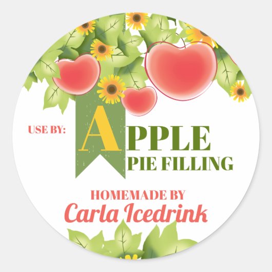 Appelen appelmoes pasteittenvullers fruitconserven ronde sticker (Voorkant)