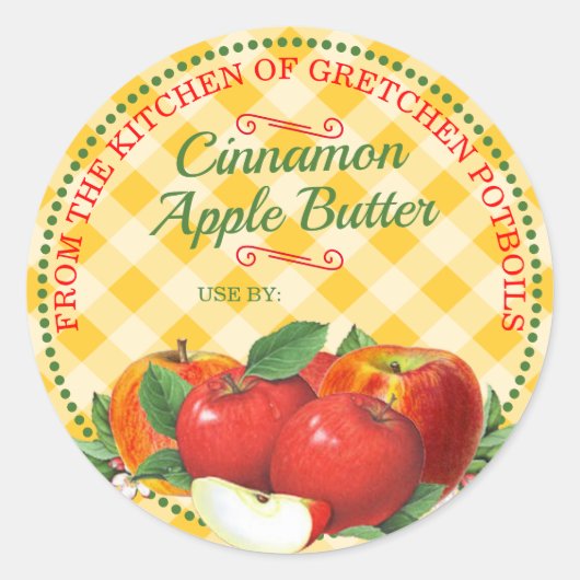 Appelen appelmoes pasteittenvullers fruitconserven ronde sticker (Voorkant)