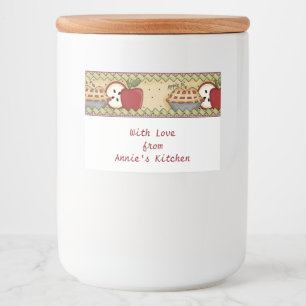 Appelen en taart voedselcontainer etiket