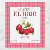 Appelen Fruit Zomer Oogst Gingham Wijn Etiket (Enkel label)