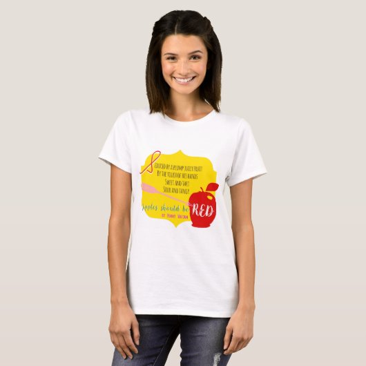 Appelen moeten rood zijn met T-shirt (Voorkant volledig)