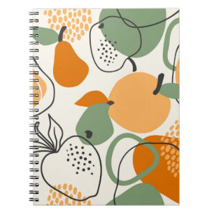 Appelen, peren:  naadloos patroon. notitieboek