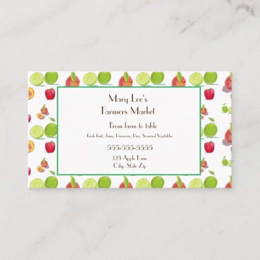 Appelen, perziken, Limes Illustratie Landbouwers Visitekaartje (Voorkant)