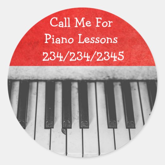 Appelez-Moi Pour Des Leçons De Piano Stickers Prom (Devant)