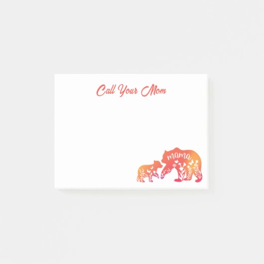 Appelez votre maman Mama Bear Post-it Notes (Devant)