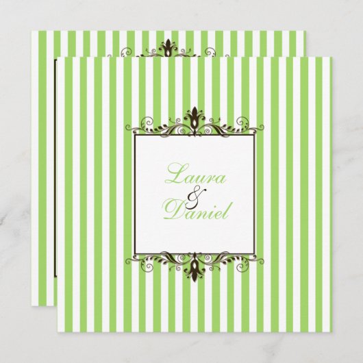 Appelgroen, bruin, witte strepen Scrolls nodigen u Kaart (Voorkant / Achterkant)