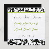 Appelgroene damasten krullen Huwelijk Save the Dat Save The Date (Voorkant / Achterkant)