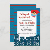 Appelle Tous Les Superhéros ! Invitation de fête d (Devant / Derrière)