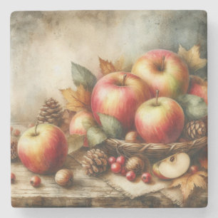 Appelmand op tafel  waterverf stenen onderzetter
