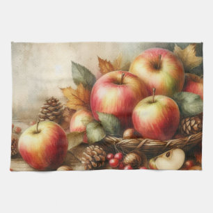 Appelmand op tafel waterverf theedoek