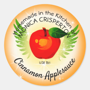 Appelmoes appel gepersonaliseerd fruit inblikken l ronde sticker