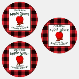 Appelmoes Kaneel Ingemaakt Schots Geruit C Voedsel Labels