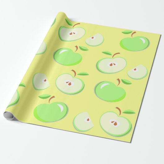 Appelpatroonvector groen cadeaupapier (Uitgerold)