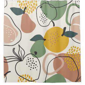 Appelperen:  handgetekend patroon. douchegordijn