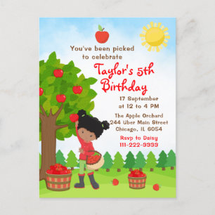 Appelpluk Verjaardag Afro-Amerikaans Meisje Postc Briefkaart