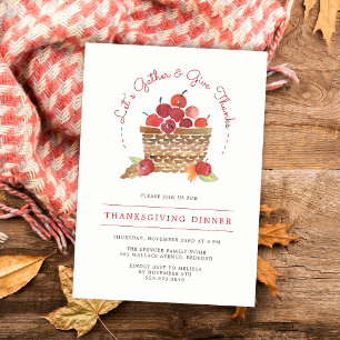 Appels en Gingham Thanksgiving Dinner Invitation Kaart