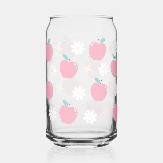 Appels en madeliefjes blikvorm glas (Links)