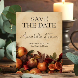 Appels en Vijgen Rustieke Herfst Bruiloft Save The Date