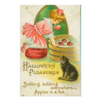 Appels happen Vintage Halloween kaart, 1911 Foto Afdruk