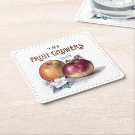 appels met bloemen de fruittelers vierkante kartonnen onderzetter