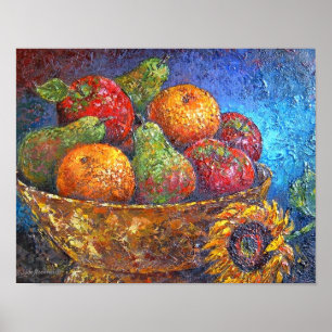 Appels, peren, Bowl, maakt stilstaande kunst schil Poster