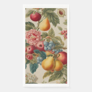 Appels, peren, druiven, roze bloemen. Frans geschi Servet