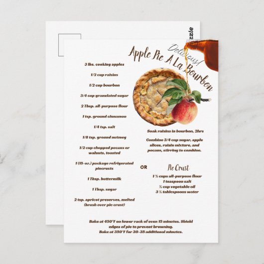 Appeltaart A La Bourbon recept Briefkaart (Voorkant / Achterkant)