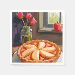Appeltaart Aquarel Thanksgiving Schilderij Servet