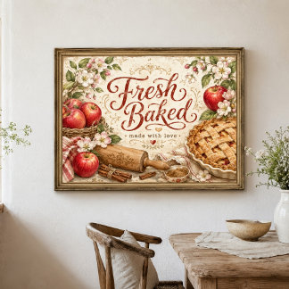 Appeltaart Boerderij Keuken Cottagecore Muurkunst Poster