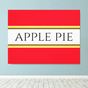 APPELTAART Zoete Helder Rode Witte Gele Strepen Canvas Afdruk