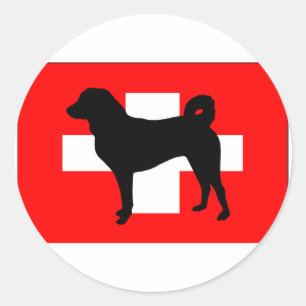 Appenzeller Sennenhund silo zwitserland vlag.png Ronde Sticker